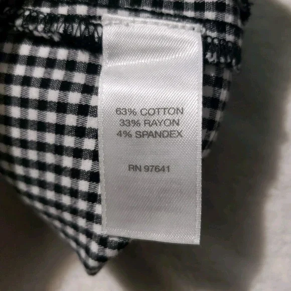 J.Jill Pull-on Pants Women's Size 10 Black White Gingham Straight Leg Stretch - Picture 6 of 10